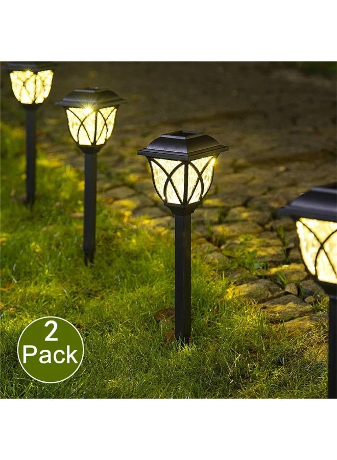 LED Solar Lawn Lights Outdoor, Waterproof Warm White Garden Path Lamp - 2 Pack - Image 2