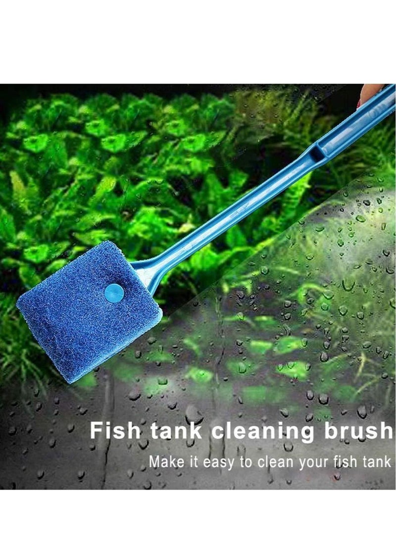 SYOSI Aquarium Fish Tank Cleaning Brush Blue Long Handle Double Sided Sponge Brush Algae Scraper for Acrylic Glass Aquariums Glass Cleaner Algae Remover Cleaning Brush - Image 3