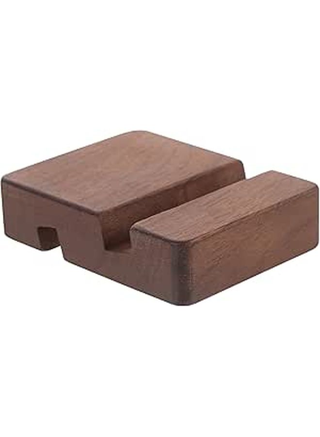 Wooden Phone Stand Dual Slot Smartphone Holder Desk Organizer Black Walnut 8x6x2 Inches - Image 1
