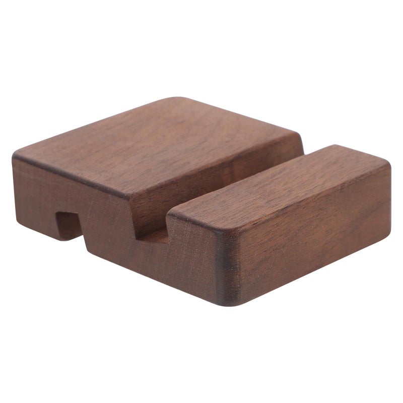 Wooden Phone Stand Dual Slot Smartphone Holder Desk Organizer Black Walnut 8x6x2 Inches - Image 2