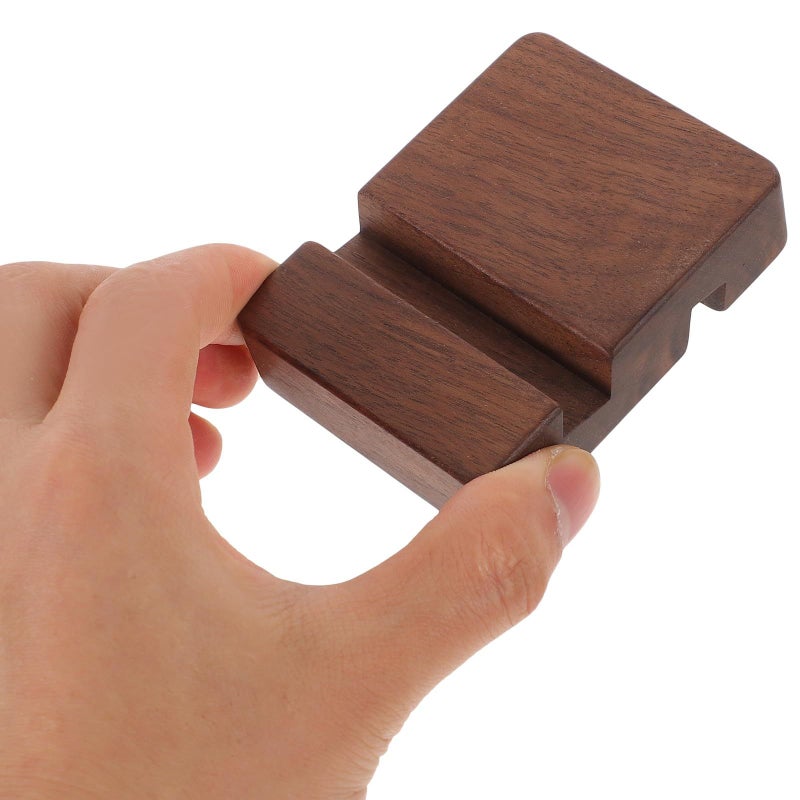 Wooden Phone Stand Dual Slot Smartphone Holder Desk Organizer Black Walnut 8x6x2 Inches - Image 5
