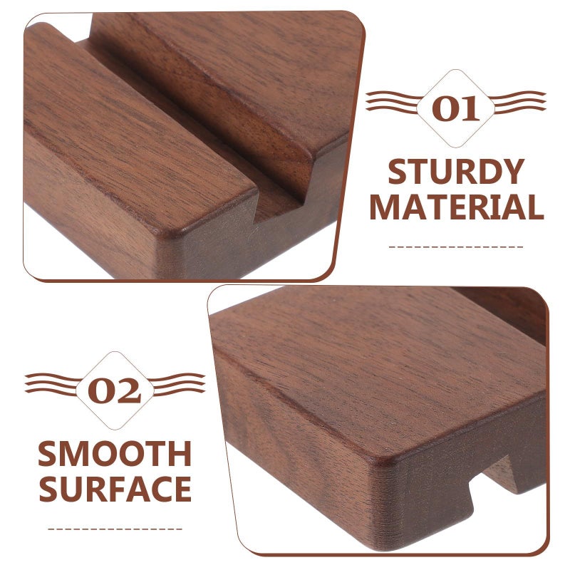 Wooden Phone Stand Dual Slot Smartphone Holder Desk Organizer Black Walnut 8x6x2 Inches - Image 4