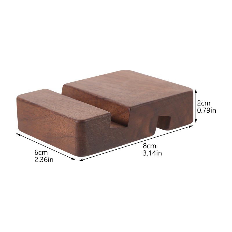 Wooden Phone Stand Dual Slot Smartphone Holder Desk Organizer Black Walnut 8x6x2 Inches - Image 3