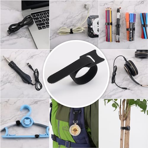 Nettbe Reusable Cable Ties, 126 PCS 8 Inches Adjustable Cord Straps Wire Organizer Cord Wrap and Hook Loop Cable Management - Image 3