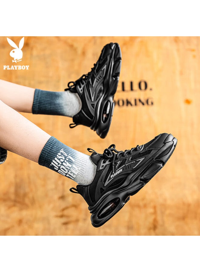 Playboy Dad Shoes For Men, Autumn And Winter Men's Shoes, Thick-soled Casual Air Cushion Sneakers, Fashionable Black, Size 40 - Image 4