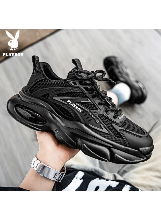 Playboy Dad Shoes For Men, Autumn And Winter Men's Shoes, Thick-soled Casual Air Cushion Sneakers, Fashionable Black, Size 40 - Image 3