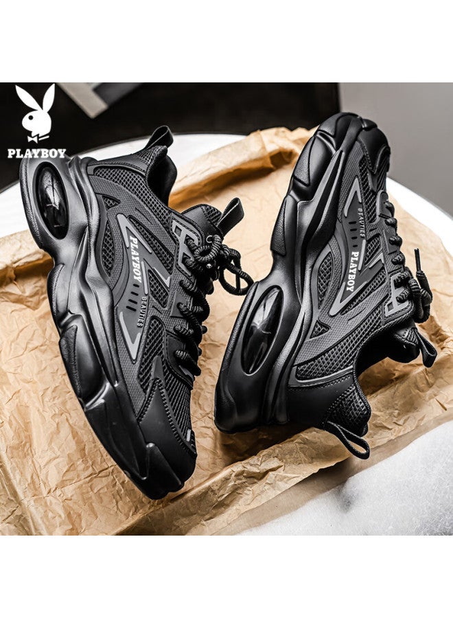 Playboy Dad Shoes For Men, Autumn And Winter Men's Shoes, Thick-soled Casual Air Cushion Sneakers, Fashionable Black, Size 40 - Image 5