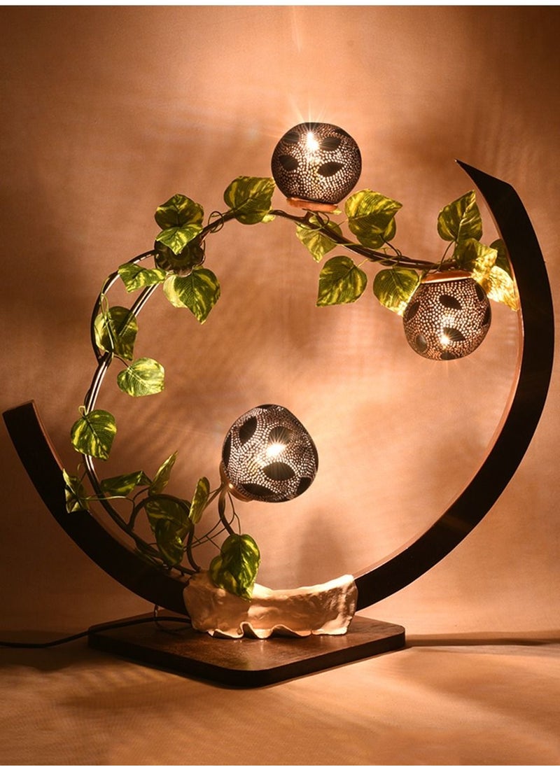 N & H Half Circle Shaped With 3 Balls With Leaves Table Lamp  - Image 1