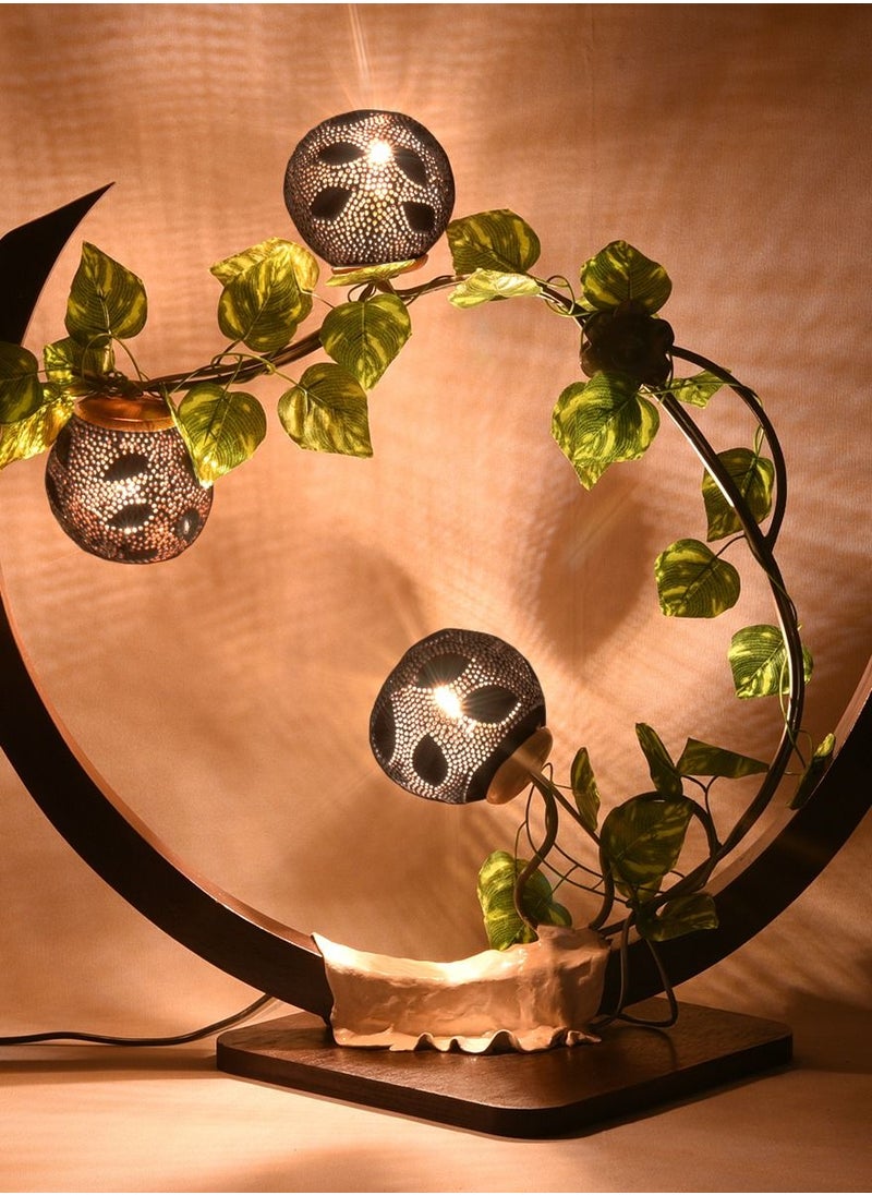 N & H Half Circle Shaped With 3 Balls With Leaves Table Lamp  - Image 3