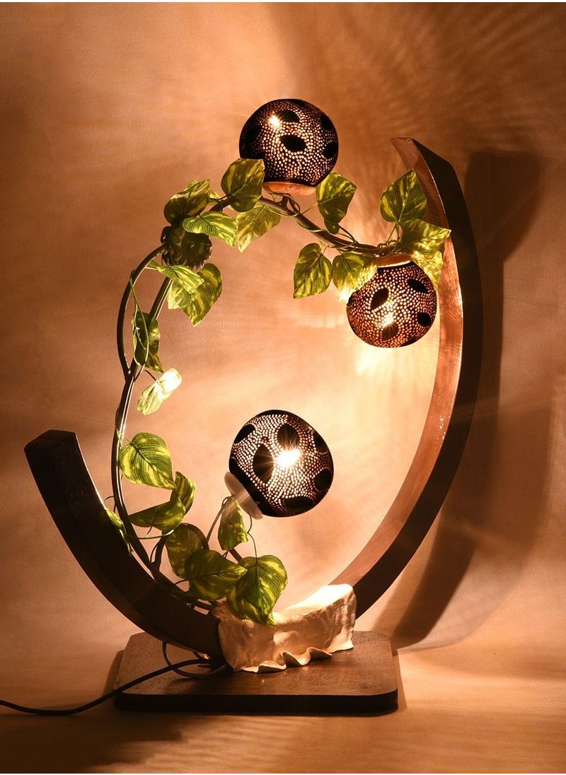 N & H Half Circle Shaped With 3 Balls With Leaves Table Lamp  - Image 2