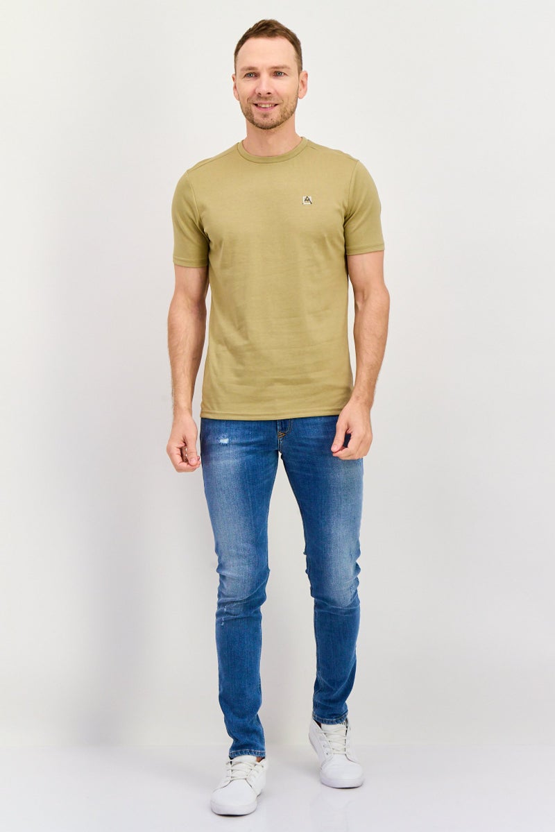 Avalanche Men Crew Neck Short Sleeve Brand Logo T-Shirt, Khaki - Image 3