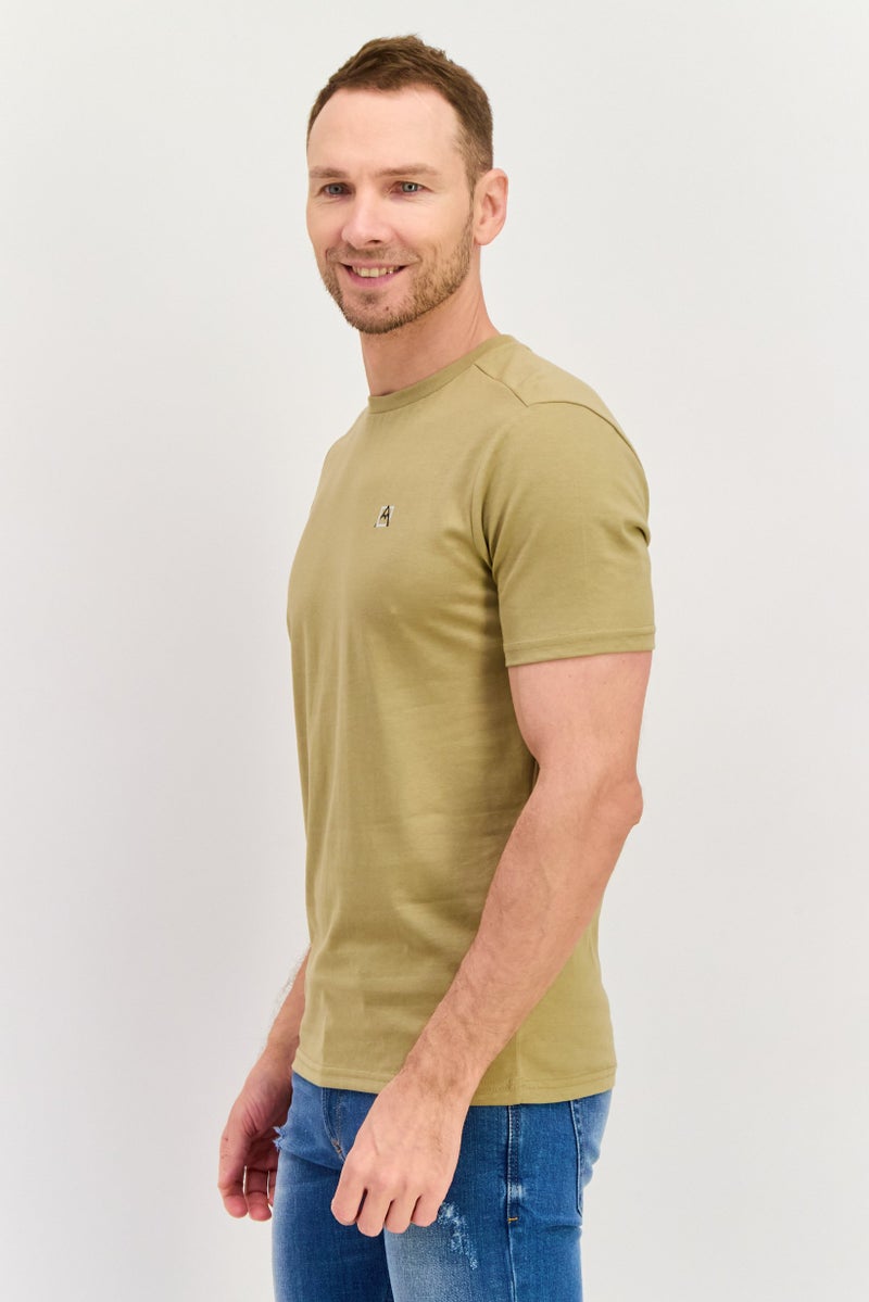 Avalanche Men Crew Neck Short Sleeve Brand Logo T-Shirt, Khaki - Image 2