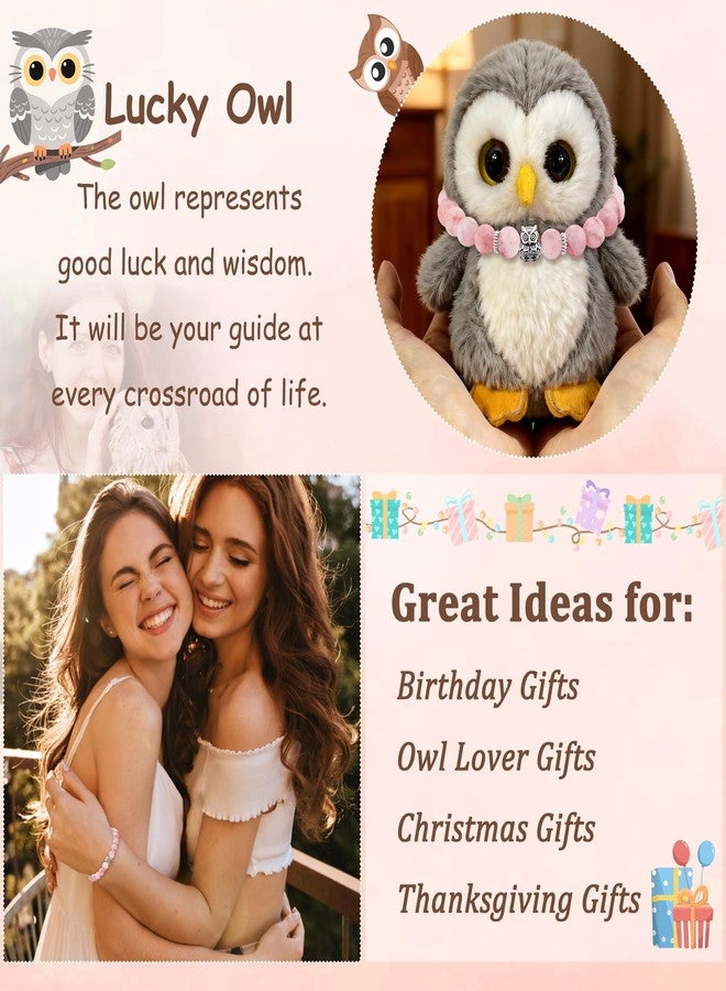 Sereney Owl Gifts for Women, Lucky Owl Bracelet Jewelry as Owls Ornaments Gift for Women, Pink Stone Bracelet as Wise Owls Lovers Stuff as Birthday Gifts for Girls Mom Daughter Best Friend - Image 5