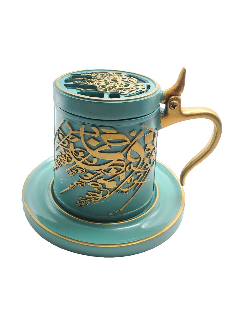 Incense Burner or Oud Burner Ceramic Mug Shaped Mabkhara Light Green  - Image 1