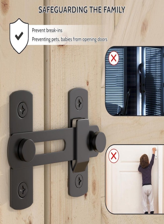STARFLYER Stainless Steel Flip Latch Door Lock, Sliding Barn Door Lock, Heavy Duty Bolt Lock Hardware, Black, for Garden, Bathroom, Garage, Coop, Closet, Cabinet, Window (360 Degree) - Image 5