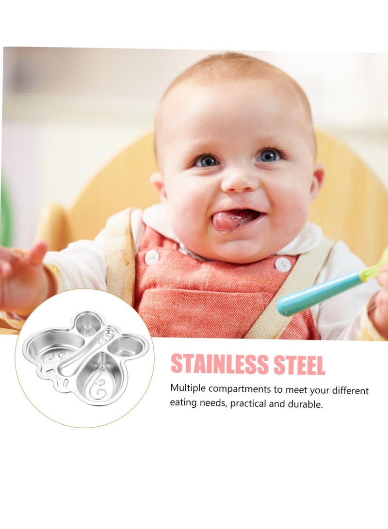 Excefore Steel Divided Plates, Kids Training Plate, Divided Tray Food Serving Platter, Kids Camping Dish Stainless Steel Household Divider, for Toddlers and Kids, Camping, Lunch and Dinner - Image 3