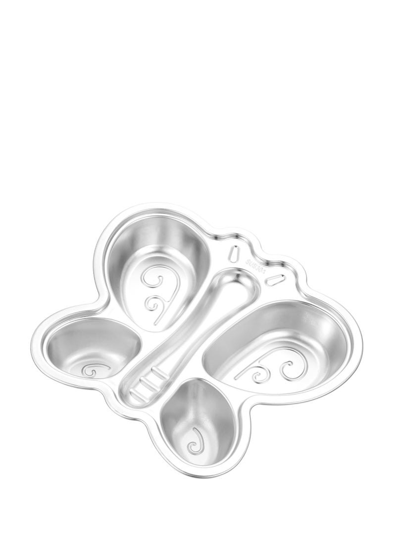 Excefore Steel Divided Plates, Kids Training Plate, Divided Tray Food Serving Platter, Kids Camping Dish Stainless Steel Household Divider, for Toddlers and Kids, Camping, Lunch and Dinner - Image 1