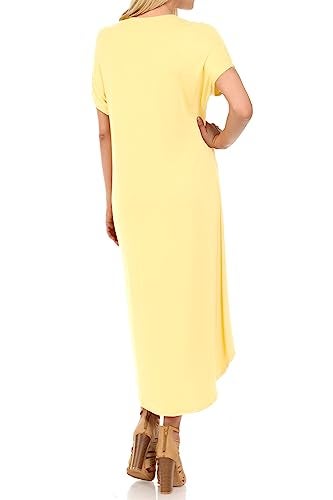 iconic luxe Women's Casual Loose-Fit Midi T-Shirt Dress – Short Sleeve, Soft Stretchy Fabric, Lightweight Medium Banana - Image 4