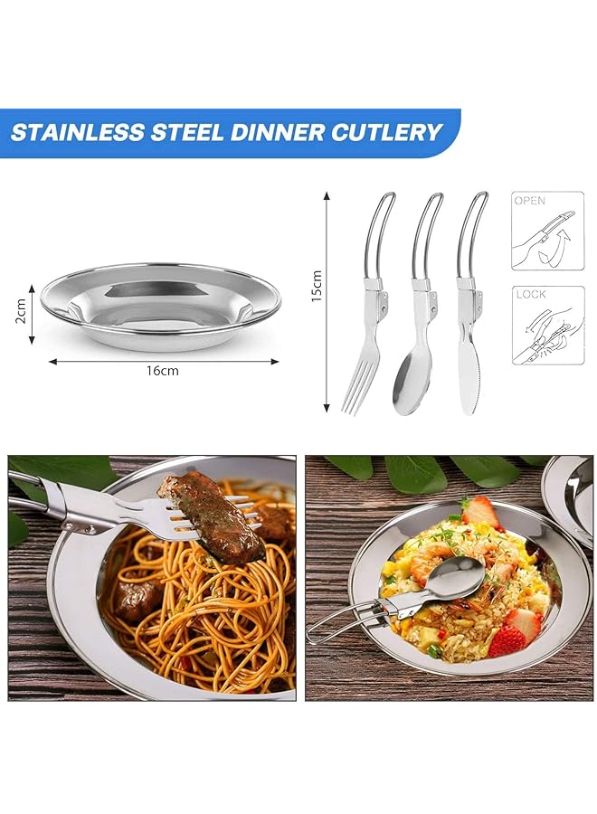 X spring Camping Cookware Mess Kit 16pcs Stainless Steel Cooking Set with Kettle and Utensils Portable Camp Kitchen for Outdoor Adventures Picnics and Family Camping Trips - Image 5