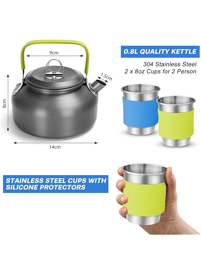 X spring Camping Cookware Mess Kit 16pcs Stainless Steel Cooking Set with Kettle and Utensils Portable Camp Kitchen for Outdoor Adventures Picnics and Family Camping Trips - Image 4