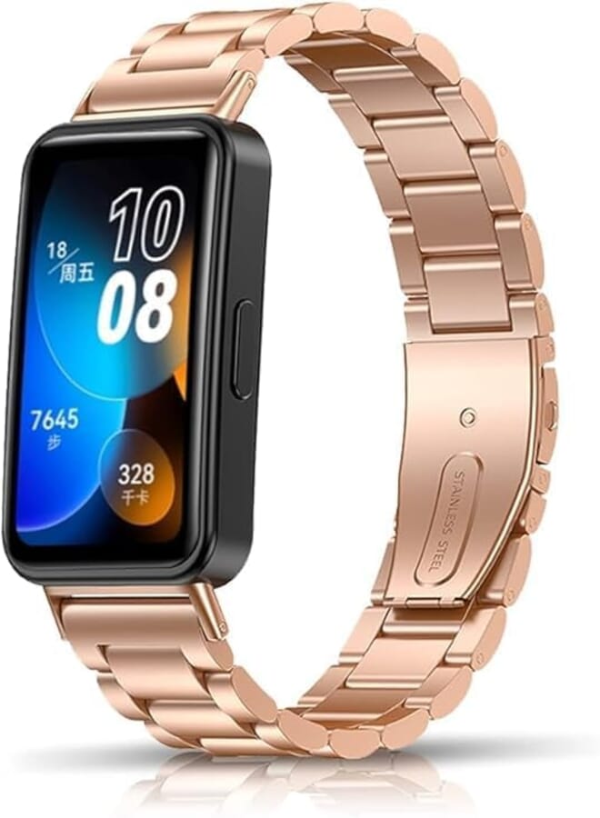 Next Next Store Stainless Steel Metal Watch Band Compatible with Huawei Band 8/9, Solid Stainless Steel Metal Wristband with Metal Buckle