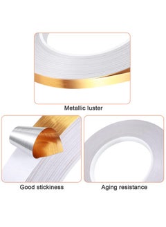 Zonon 3 Rolls Tape Self Adhesive Metalized Polyester Film Tape Washi Tape For Christmas Detailing Accent Walls Graphic Arts For Cars And Boats Trim 3 Sizes (Multi Size Gold)  - Image 3
