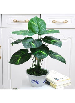 Generic 12 Forked Branches Simulated Plant Bonsai With Plastic Flower Pots Indoor Living Room Decoration Simulated Green Plants Potted Plants Artificial Flower Decorations Bonsai  - Image 1