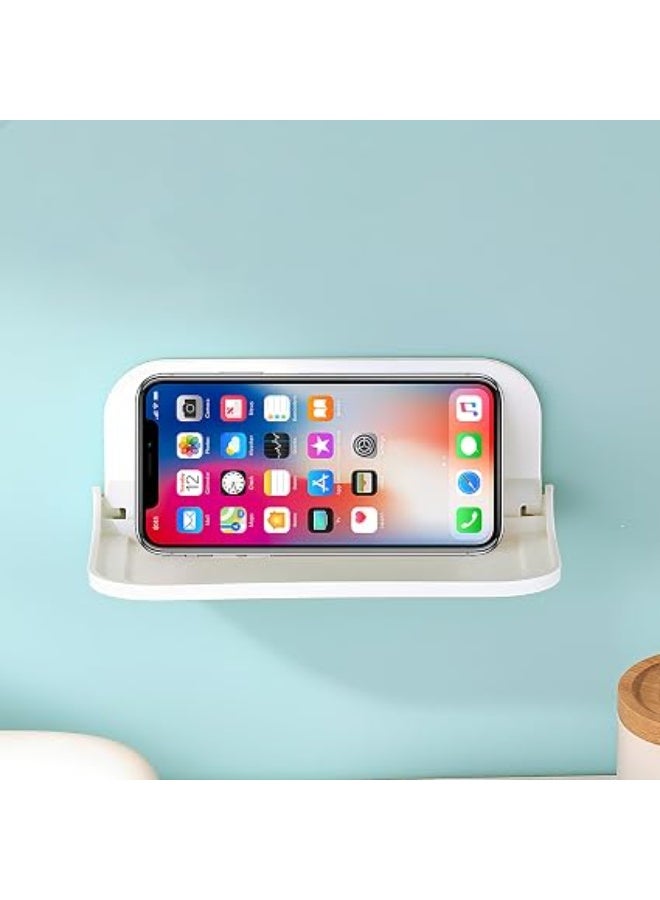 Foldable Wall Storage Holder,Rack Wall Shelf Plastic Floating Shelf Stick on Wall for Kitchen Bathroom Office,Perforation Free Bedroom Bedside Shelf,7 Inch - Image 2