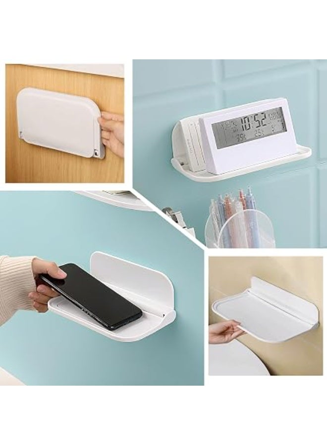 Foldable Wall Storage Holder,Rack Wall Shelf Plastic Floating Shelf Stick on Wall for Kitchen Bathroom Office,Perforation Free Bedroom Bedside Shelf,7 Inch - Image 5