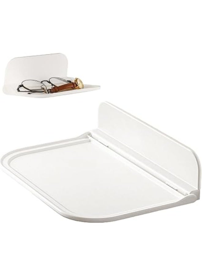 Foldable Wall Storage Holder,Rack Wall Shelf Plastic Floating Shelf Stick on Wall for Kitchen Bathroom Office,Perforation Free Bedroom Bedside Shelf,7 Inch - Image 1
