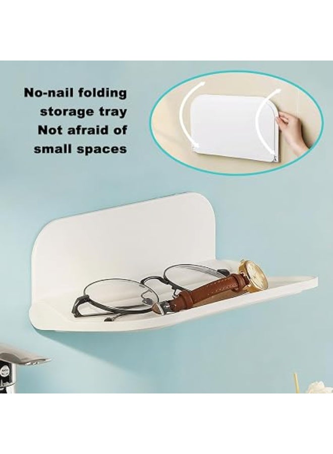 Foldable Wall Storage Holder,Rack Wall Shelf Plastic Floating Shelf Stick on Wall for Kitchen Bathroom Office,Perforation Free Bedroom Bedside Shelf,7 Inch - Image 4