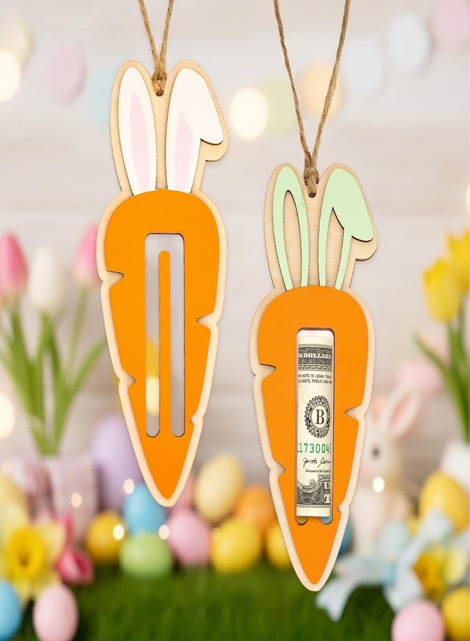 MAILAMCRAFT 2 Pack Easter Bunny Money Holder for Cash, Easter Basket Stuffers Gift, Wooden Carrot Money Holder Gifts for Teens, Kids, Gifts for Boy, Girl, Grandchildren, Basket Decorations, Ideas - Image 4