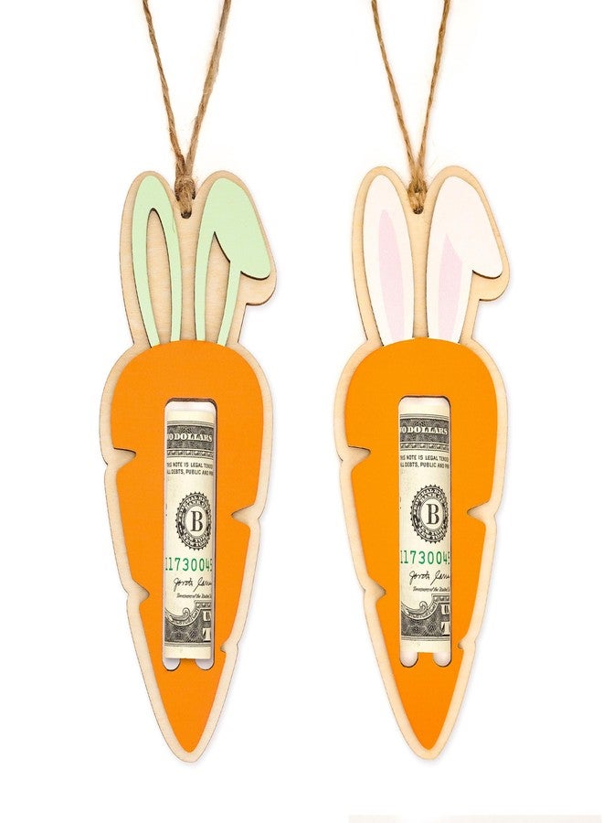 MAILAMCRAFT 2 Pack Easter Bunny Money Holder for Cash, Easter Basket Stuffers Gift, Wooden Carrot Money Holder Gifts for Teens, Kids, Gifts for Boy, Girl, Grandchildren, Basket Decorations, Ideas - Image 1
