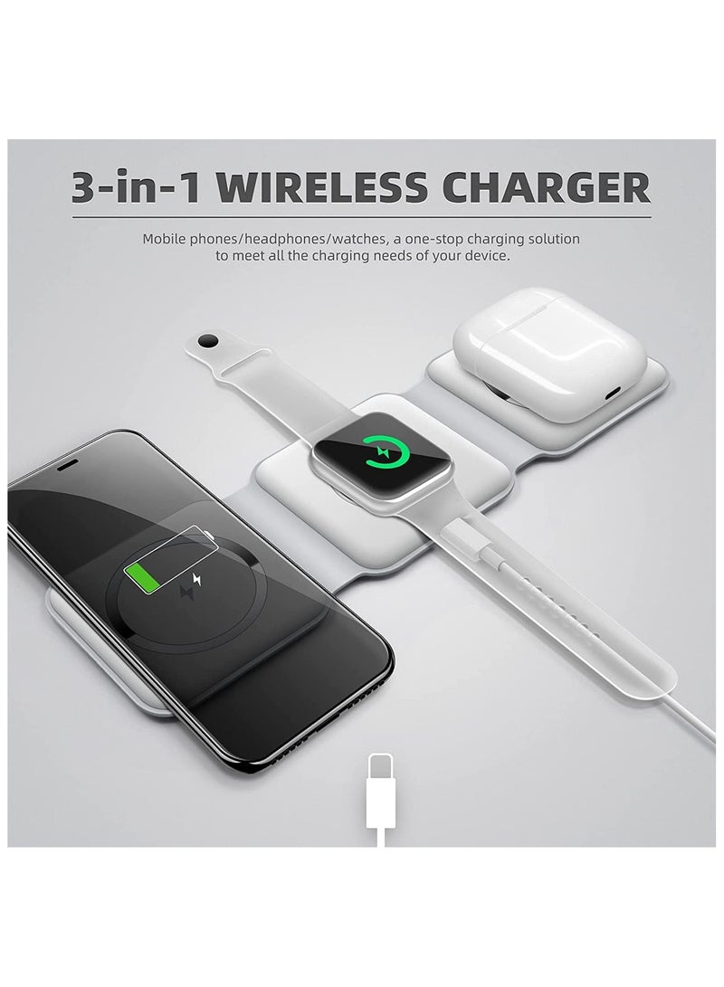 Padom 3 in 1 Wireless Charger,Magnetic Foldable Charging Station,Fast Wireless Charging Pad (WHITE) - Image 1