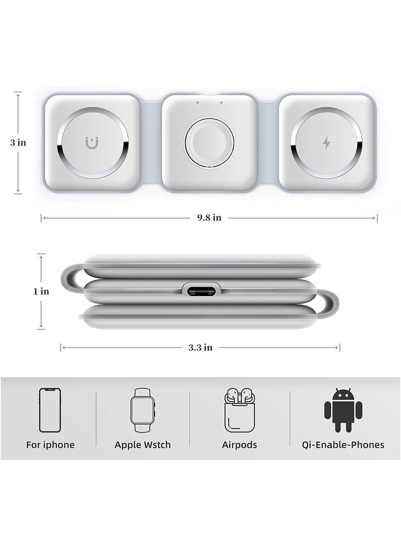 Padom 3 in 1 Wireless Charger,Magnetic Foldable Charging Station,Fast Wireless Charging Pad (WHITE) - Image 2