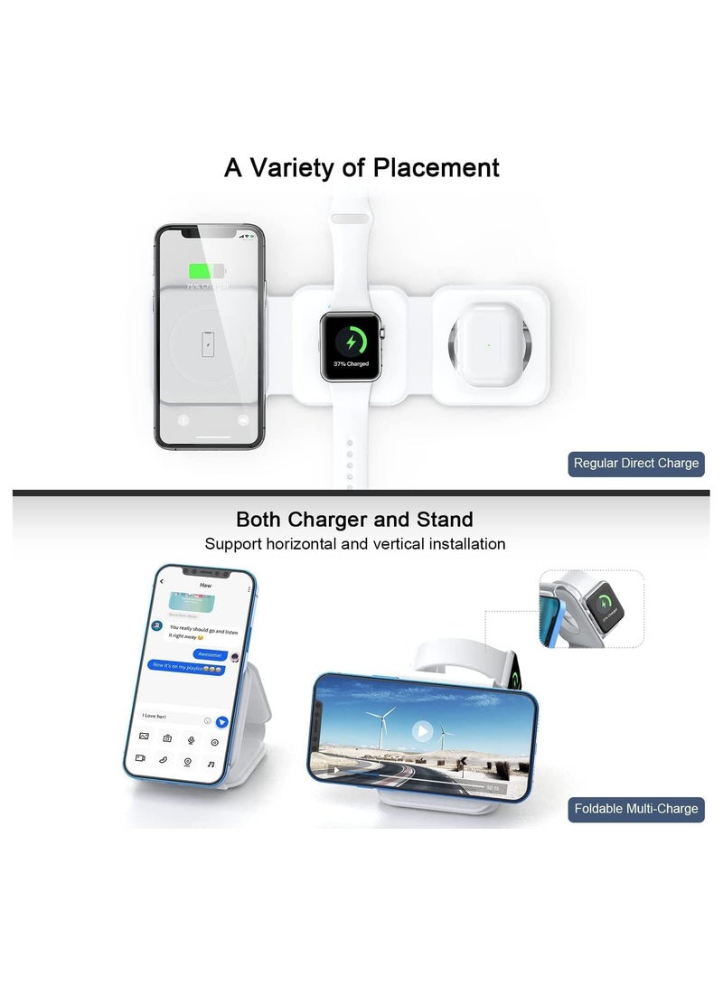 Padom 3 in 1 Wireless Charger,Magnetic Foldable Charging Station,Fast Wireless Charging Pad (WHITE) - Image 3