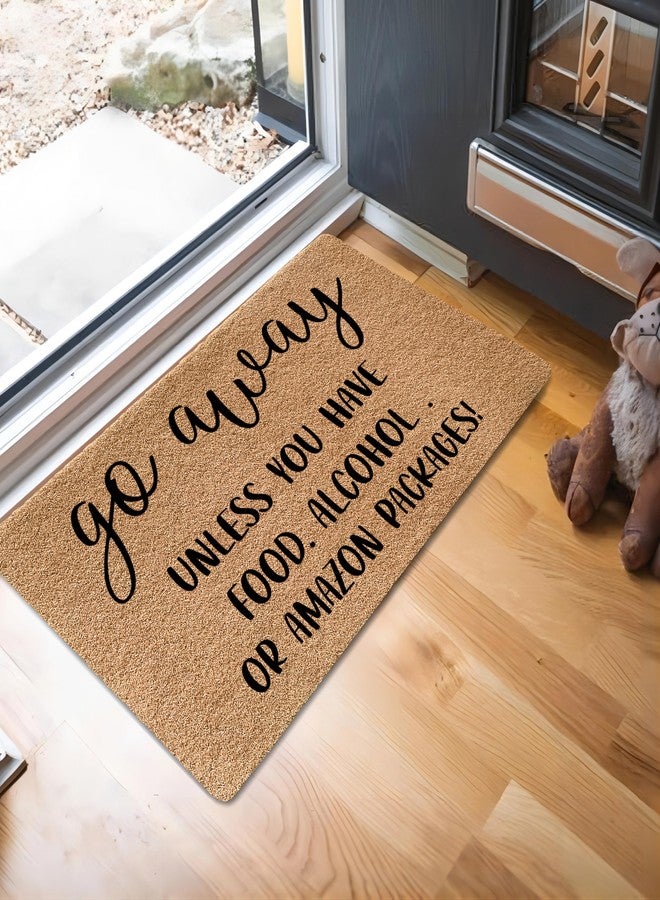 LUVADIAN Funny Welcome Mats for Front Door - Go Away Welcome Mat, Funny Outdoor Entrance, Front Porch Door Mats, Go Away Unless You Have Food or Packages, 17x30 Inch - Image 3