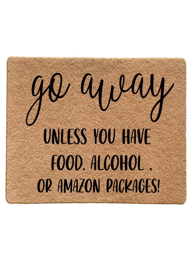 LUVADIAN Funny Welcome Mats for Front Door - Go Away Welcome Mat, Funny Outdoor Entrance, Front Porch Door Mats, Go Away Unless You Have Food or Packages, 17x30 Inch - Image 1