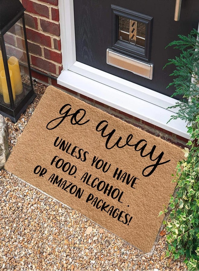 LUVADIAN Funny Welcome Mats for Front Door - Go Away Welcome Mat, Funny Outdoor Entrance, Front Porch Door Mats, Go Away Unless You Have Food or Packages, 17x30 Inch - Image 2