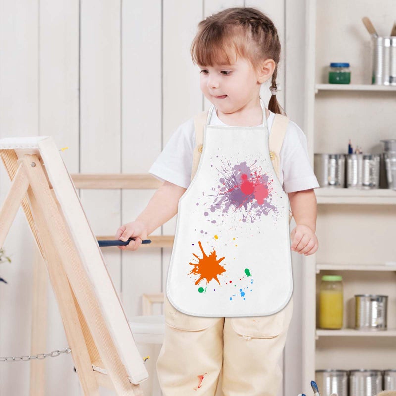 KUUQA 24 Pack Kids Art Aprons Bulk White Children Painting Aprons Art Smocks for Craft Kitchen Classroom Painting Party Supplies - Image 3