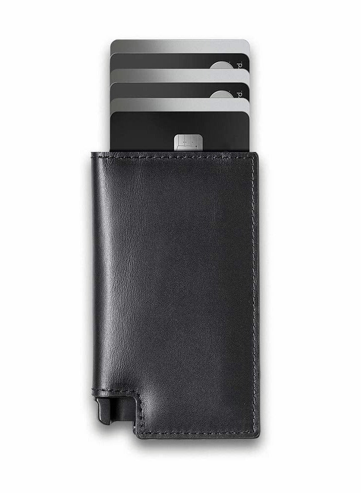 SYOSI Credit Card Holder Slim Leather Wallet for Men- RFID Blocking,Bank Card Storage - Quick Card Access (Black) - Image 1