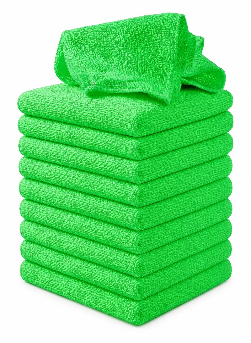 Umiwin 10 Pack Microfiber Cleaning Cloths, 25 x 25 cm, Ultra Absorbent Lint Free Scratch Free Reusable Towels for Glass Kitchen Bathroom Mirrors and Household Cleaning Green - Image 1