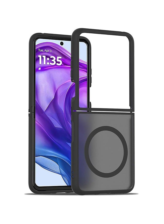 Magnetic Case for Motorola Moto Razr 60 Ultra, Frosted Translucent Back Protective Slim Phone Cover, Anti-Fingerprints, Anti-Fall Drop Protection, Shockproof Case for Motorola Moto Razr 60 Ultra (Black) - Image 1