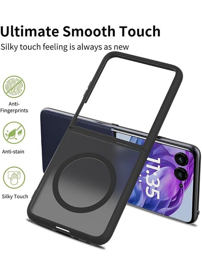 Magnetic Case for Motorola Moto Razr 60 Ultra, Frosted Translucent Back Protective Slim Phone Cover, Anti-Fingerprints, Anti-Fall Drop Protection, Shockproof Case for Motorola Moto Razr 60 Ultra (Black) - Image 2