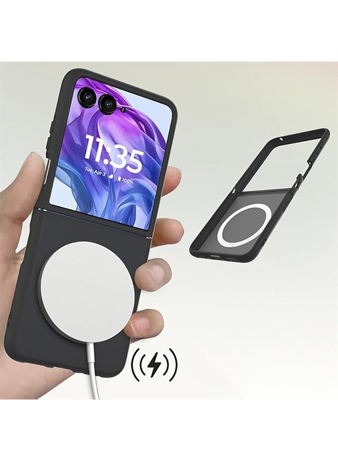 Magnetic Case for Motorola Moto Razr 60 Ultra, Frosted Translucent Back Protective Slim Phone Cover, Anti-Fingerprints, Anti-Fall Drop Protection, Shockproof Case for Motorola Moto Razr 60 Ultra (Black) - Image 4