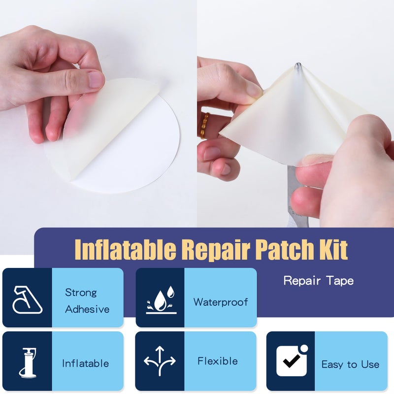 Breliter Inflatable Patch Repair Kit - Waterproof TPU Pool Repair Tape, Heavy Duty Repair Patch for Air Mattress, Bounce House, Inflatable Toys, Tent, Swimming Ring - 10 Packs of 2.5in x 2.5in, Round - Image 3