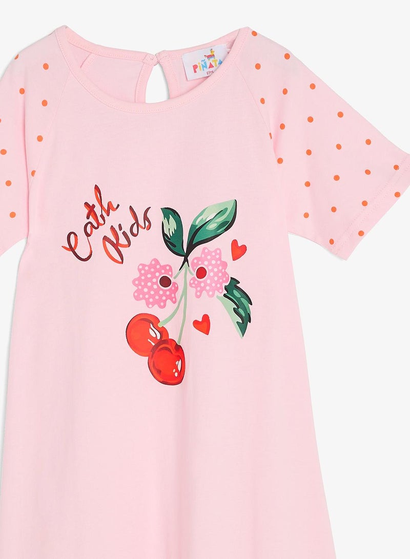 Pinata Cherry Print Pink Dress - Image 4