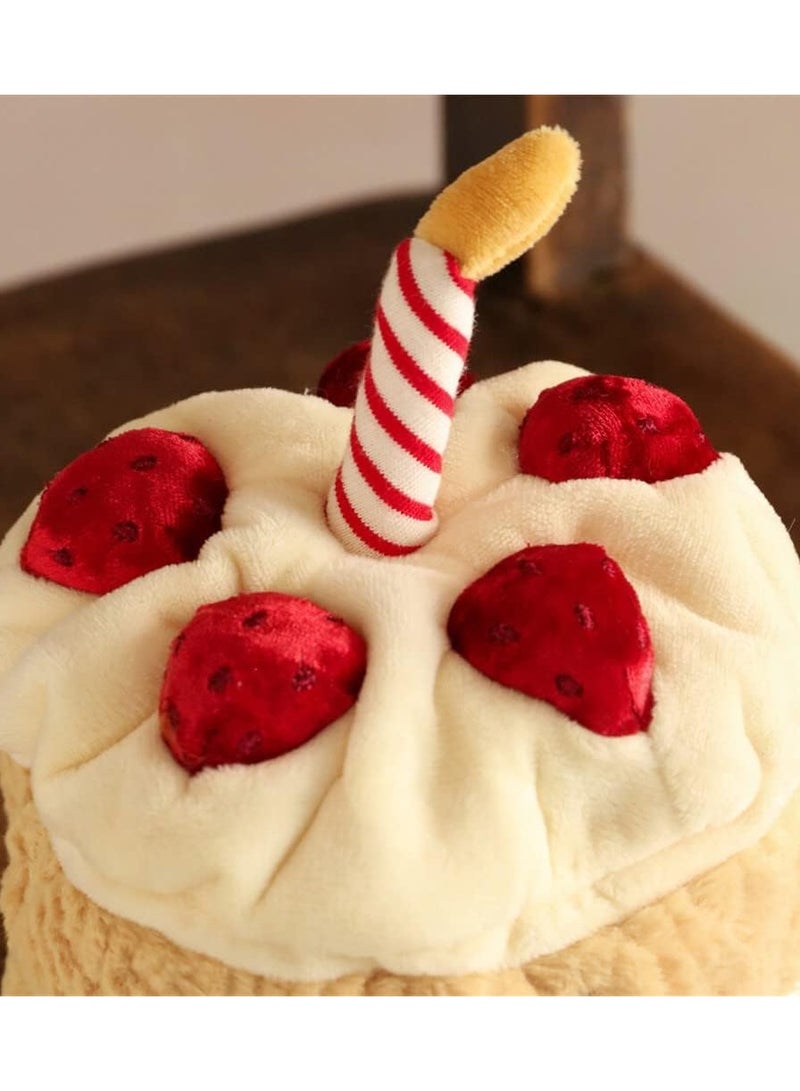 10 Inch Weighted Birthday Cake Stuffed Toy Plush Doll with Cute Smile Soft Food Plushie Gift for Kids Birthday Party Decor - Image 5