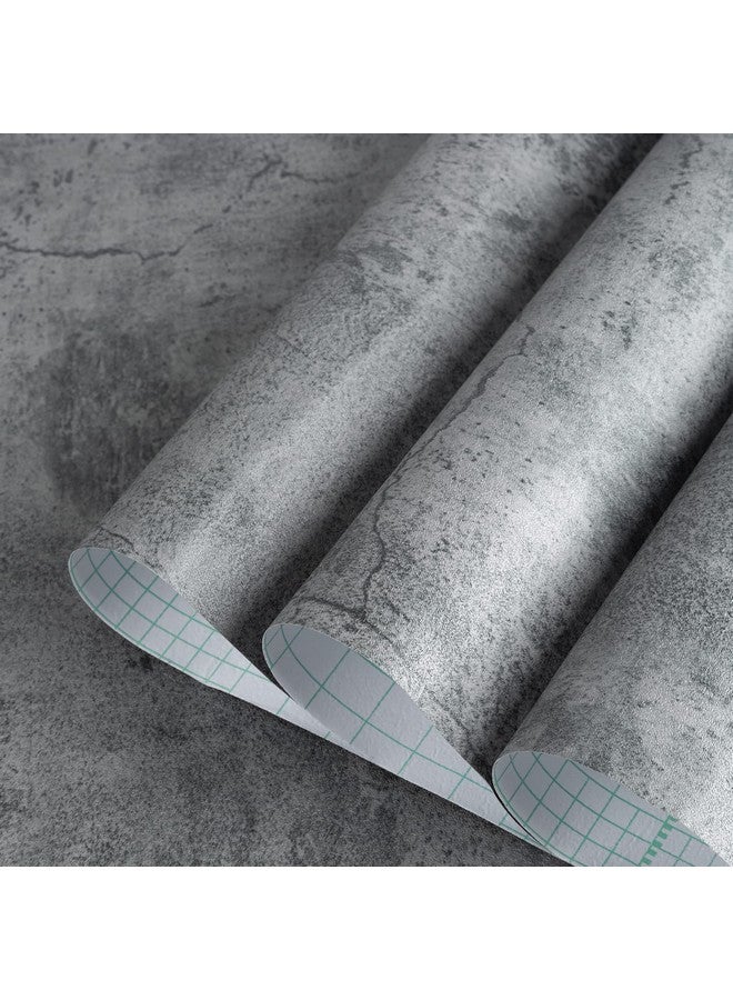 TOTIO Wide Grey Concrete Wallpaper Peel Stick 24X708Inch Matte Thicken Waterproof Adhesive Dark Gray Cement Textured Contact Paper Vinyl Wall Paper For Store Rental House Industrial Style Cement Gray  - Image 1