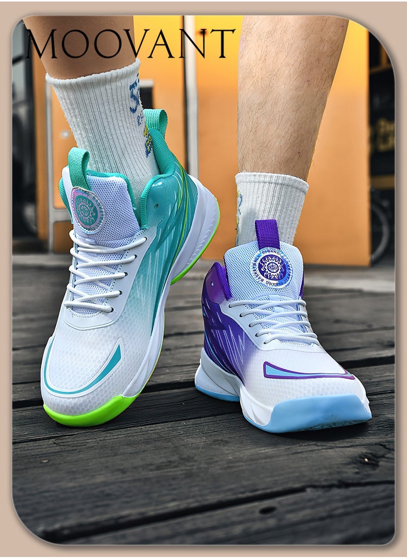 Moovant Mandarin Duck Colored Basketball Shoes for Men Teenagers Students, Fashion Basketball Boots Sneakers, Lightweight, Non Slip, Breathable, Comfortable, Suitable for Athletic Training  - Image 2